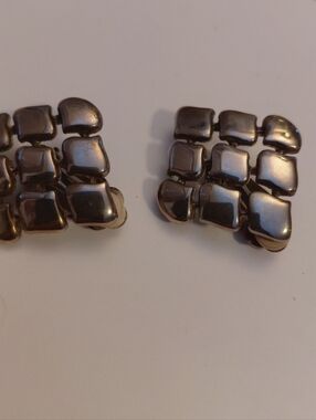 Givenchy Metallic Gunmetal Mosaic Clip-On Earrings
